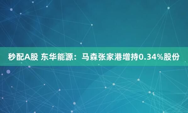 秒配A股 東華能源：馬森張家港增持0.34%股份